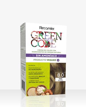 Tinte #8.0 Rubio Claro Natural Green Code Kit  50g