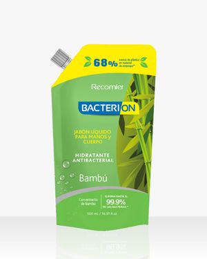 Jabón Líquido Antibacterial  Bambú Bacterion 500 ml